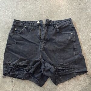 Topshop moto distressed mom shorts. Tall length. US 8